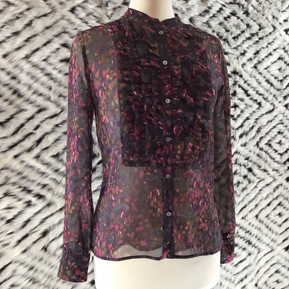 J. Crew 100% silk abstract floral blouse